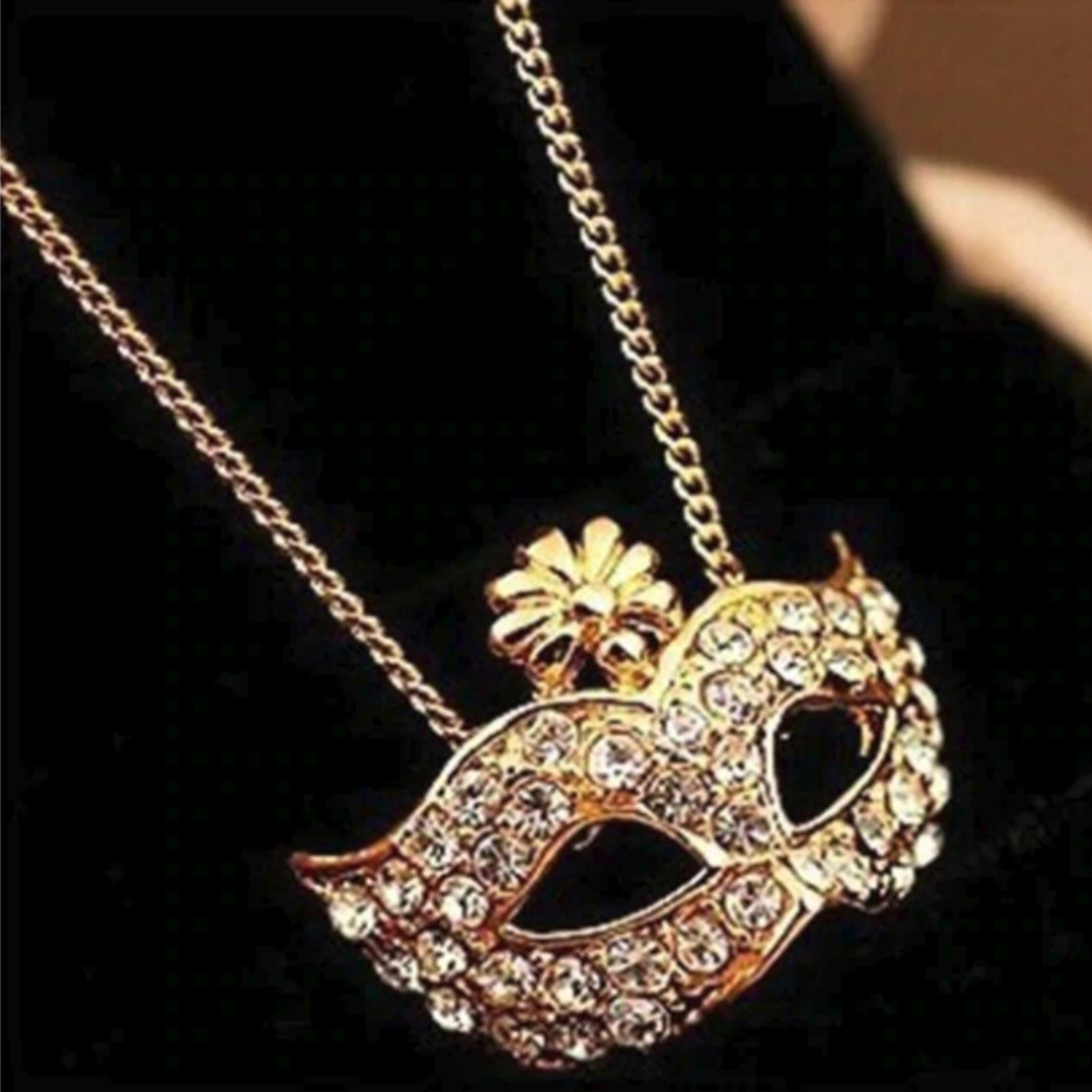 Mardi Gras Crystal Mask Necklace